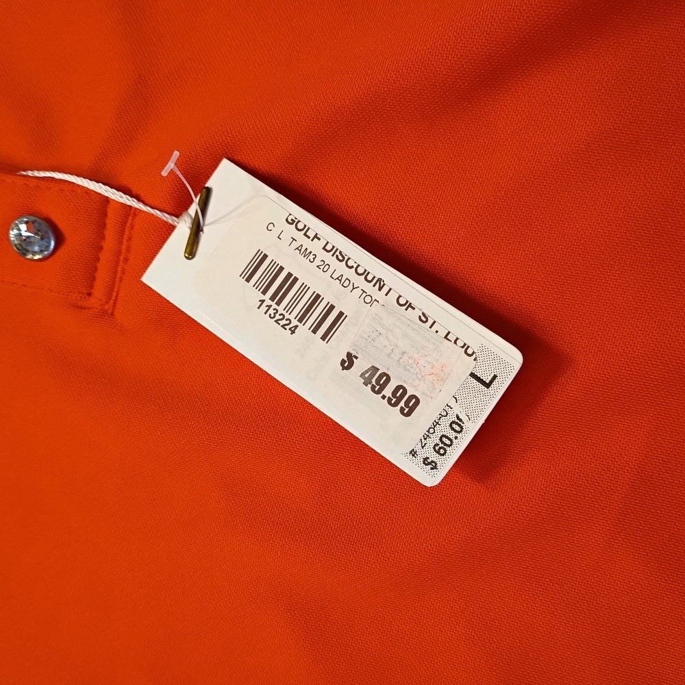 Monterey Club Dry Swing Golf Polo Top Women's Large Orange NWT With‎ Small Flaws - Picture 9 of 11